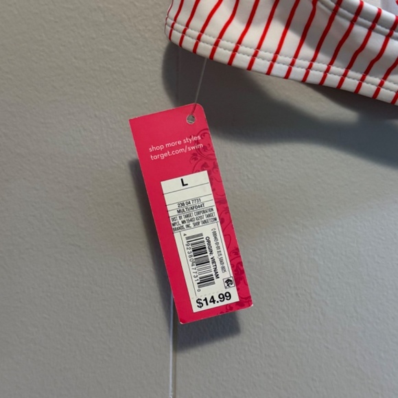 Xhilaration Red and White Striped Bandeau Bikini Top Size Large NWT! - Picture 3 of 5